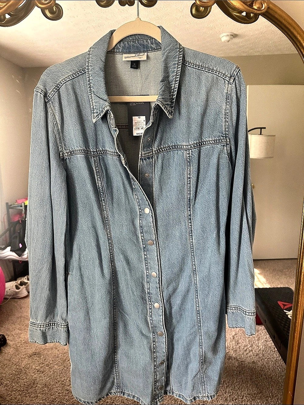 Universal Thread Long Sleeve Denim Shirt Dress Blue Size 10